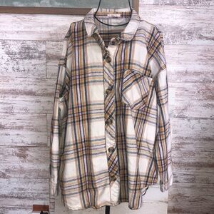 Maurice’s flannel heavy shirt size XXL pink blue orange fall flannel shirt​​​